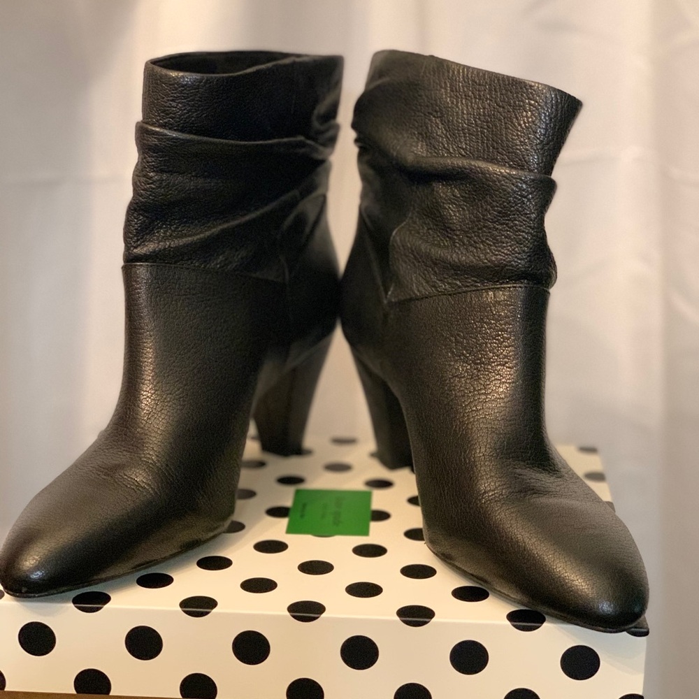 Alex Marie Elegant Black Leather Heeled Boots